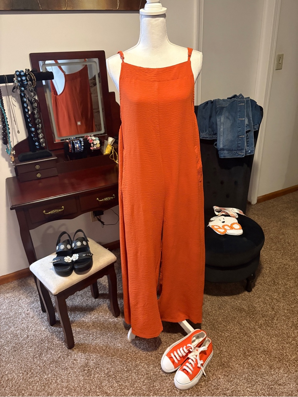 (EUC) Rust-Orange Jumpsuit w/ Adjustable Straps & pockets. 📦Ready2Ship